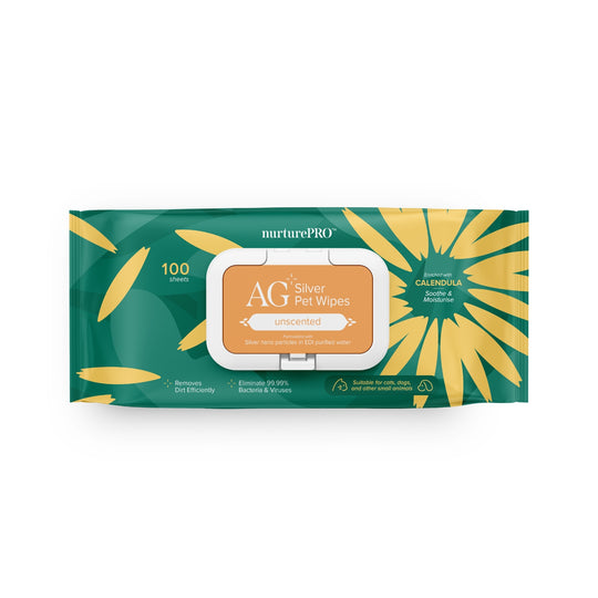 Nurture Pro AG+ Silver Pet Wet Wipes For Cats & Dogs (Unscented)