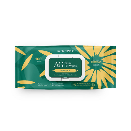 Nurture Pro AG+ Silver Pet Wet Wipes For Cats & Dogs (Aloe Vera)