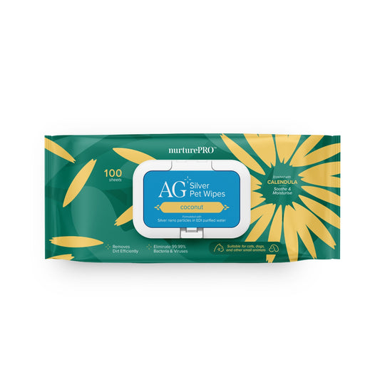 Nurture Pro AG+ Silver Pet Wet Wipes For Cats & Dogs (Coconut)