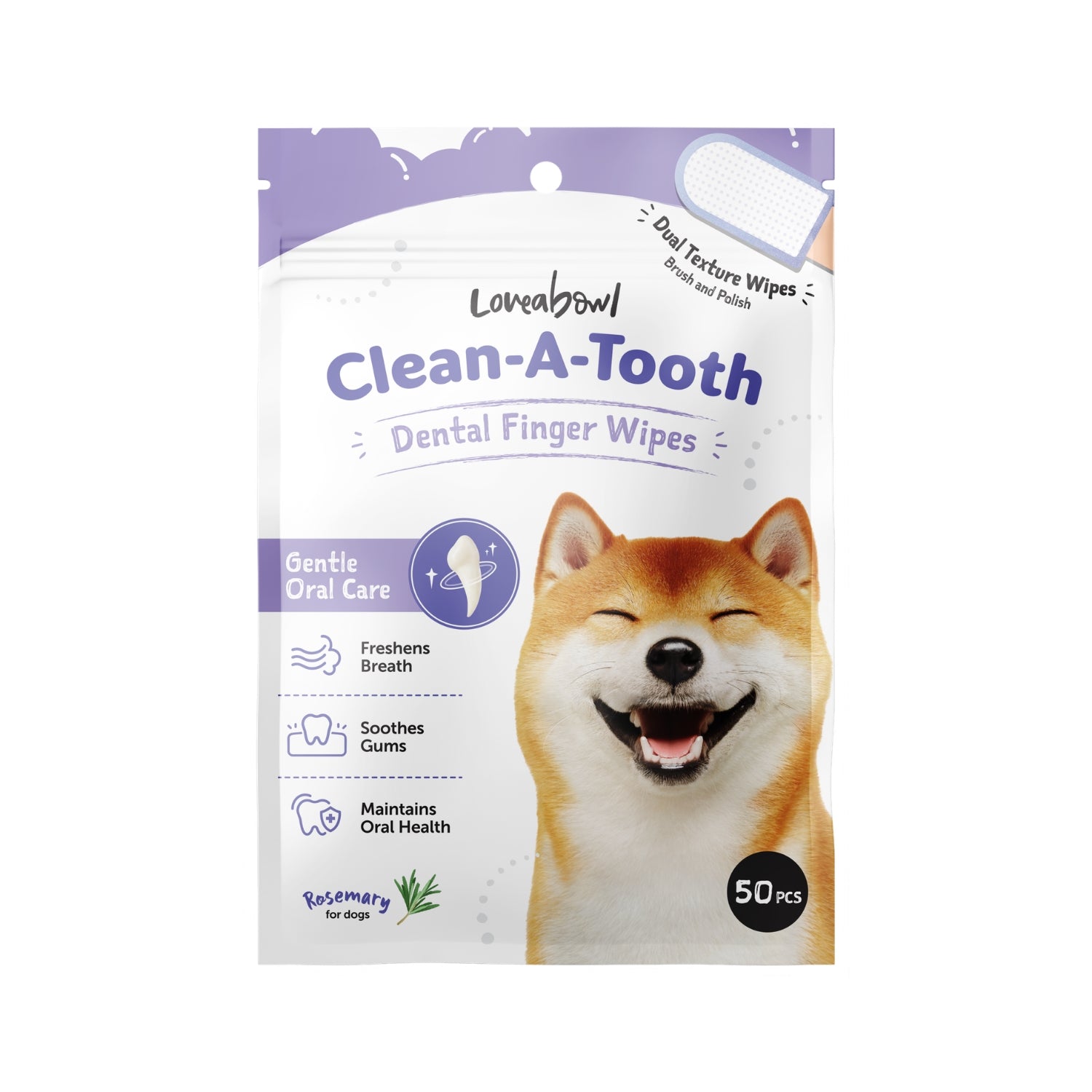 Loveabowl Clean-A-Tooth Dental Finger Wipes for Dogs