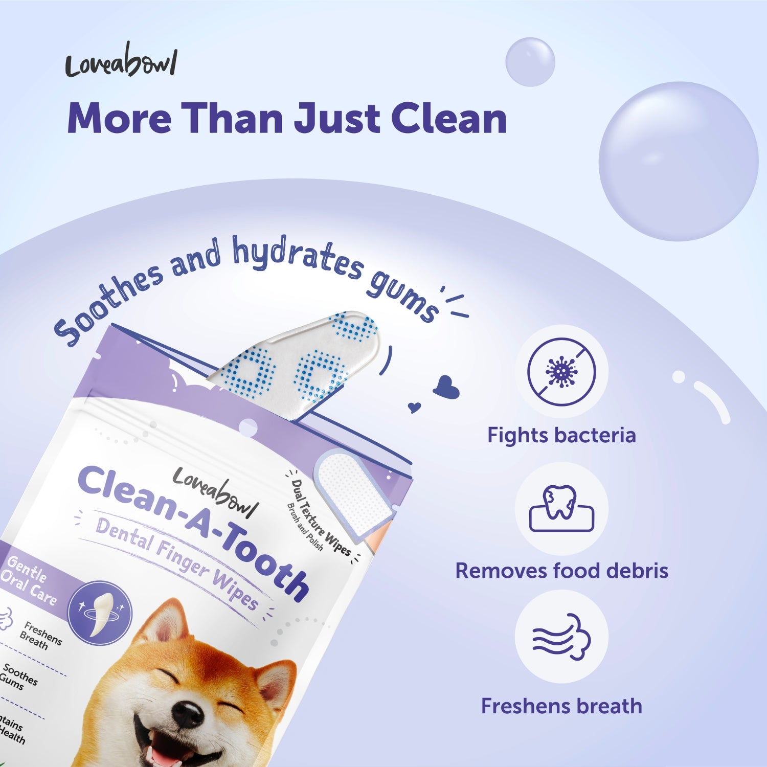 Loveabowl Clean-A-Tooth Dental Finger Wipes for Dogs