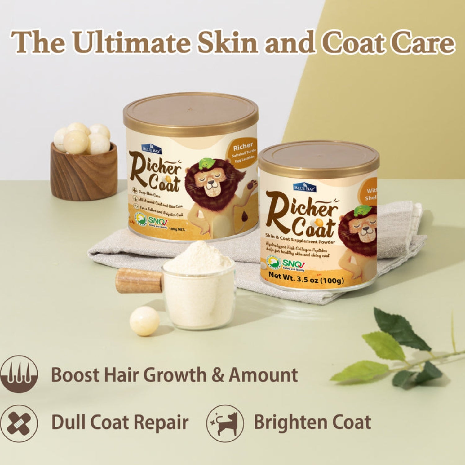 Blue Bay Richer Coat Skin & Coat Powder Supplement for Cats & Dogs