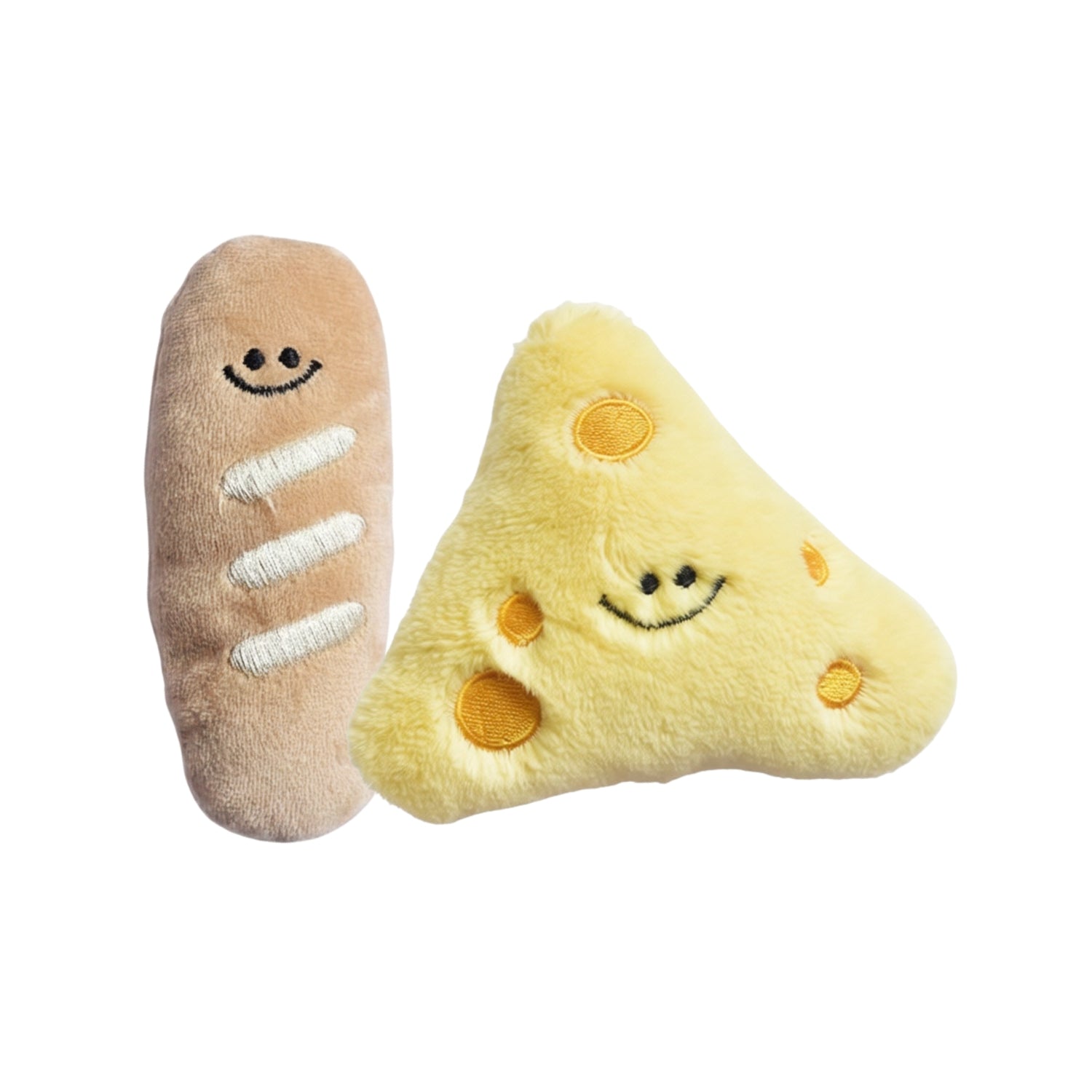 Ps HighTea Baguette & Cheese Duo Plush Squeaky Dog Toy Set