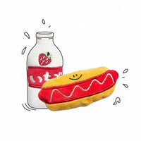 Ps HighTea Strawberry Milk & HotDog Bun Duo Plush Squeaky Dog Toy Set