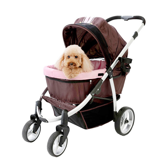Ibiyaya Elegant Retro Pet Stroller(Pink/Brown)