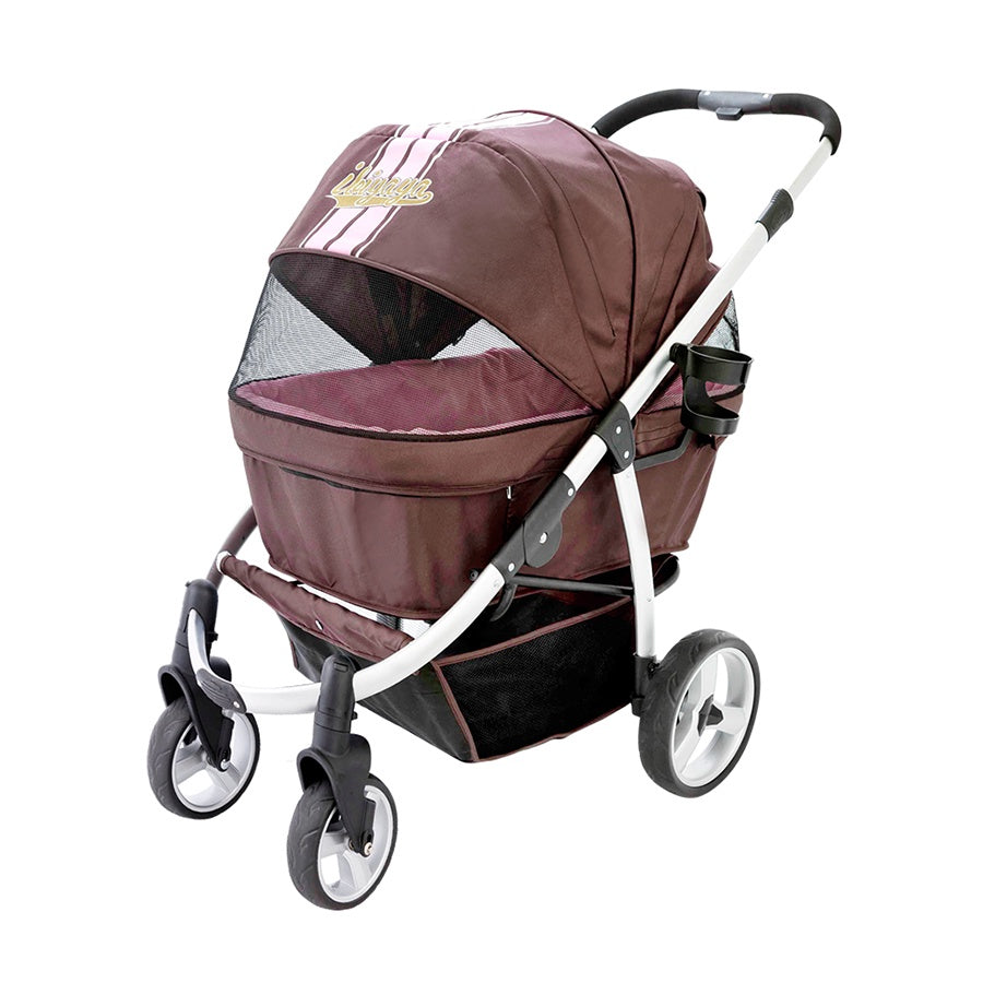 Ibiyaya Elegant Retro Pet Stroller(Pink/Brown)