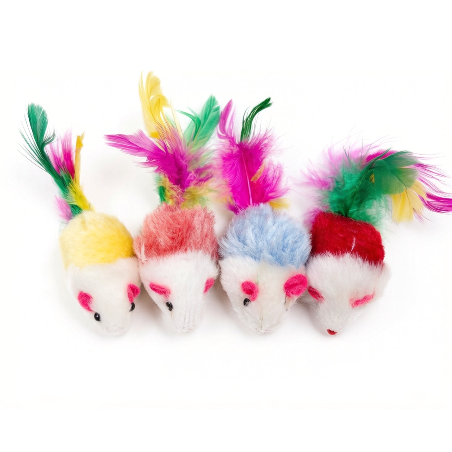 Bobo Furry Mice with Feather Tail Cat Toy Set