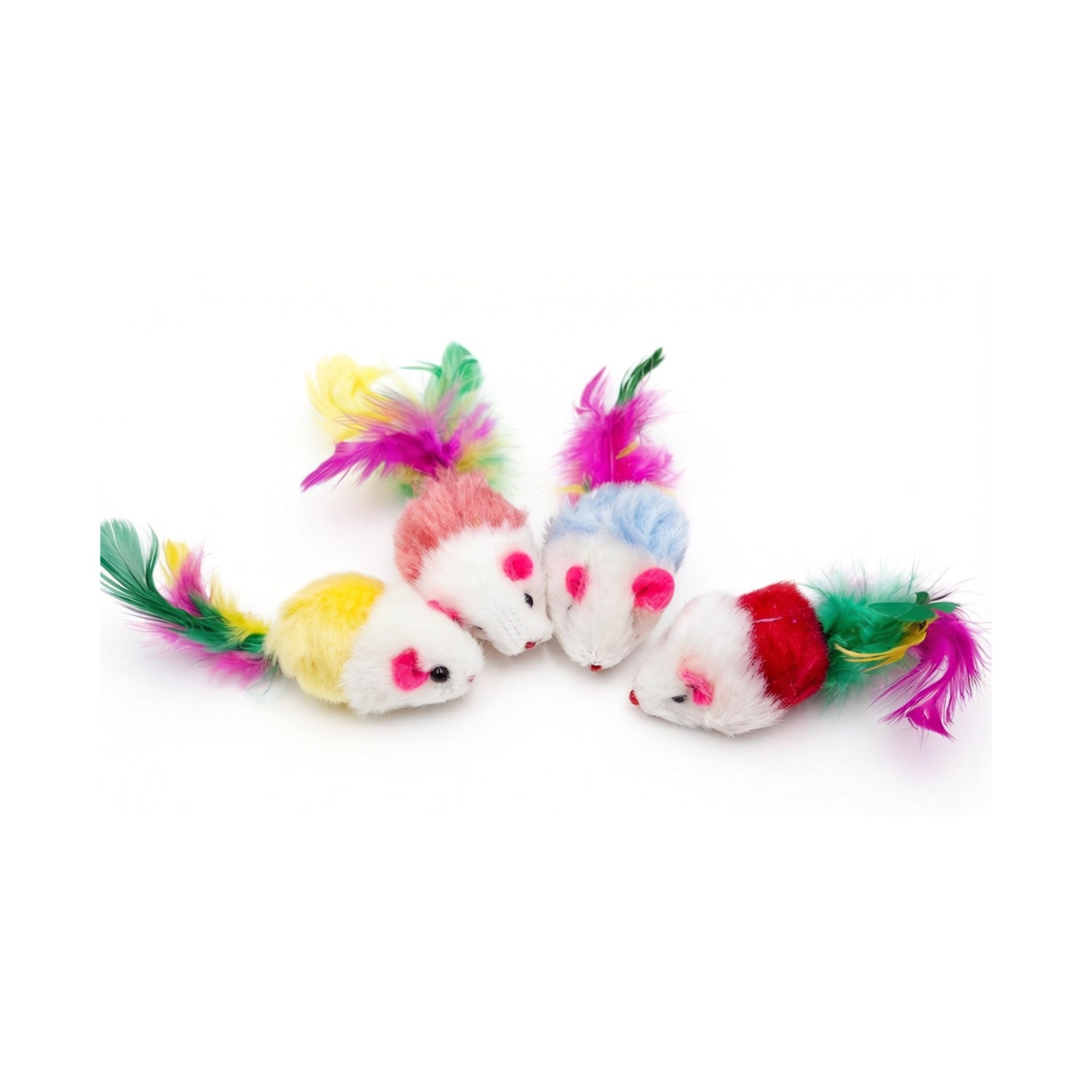 Bobo Furry Mice with Feather Tail Cat Toy Set