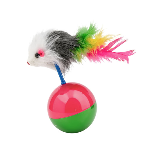 Ps Mouse with Feather Tail Tumbler Cat Toy