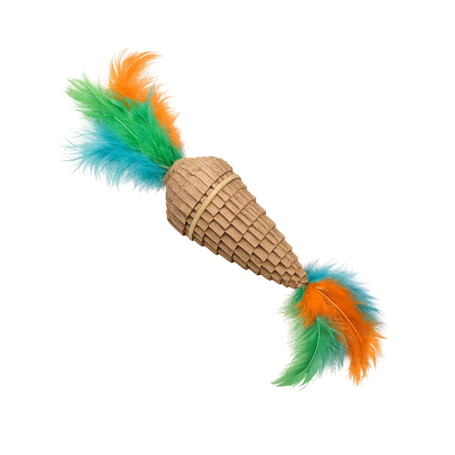 Ps Corrugated Carrot with Feather Cat Toy