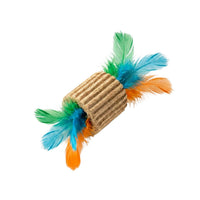 Ps Corrugated Roll with Feathers Cat Toy