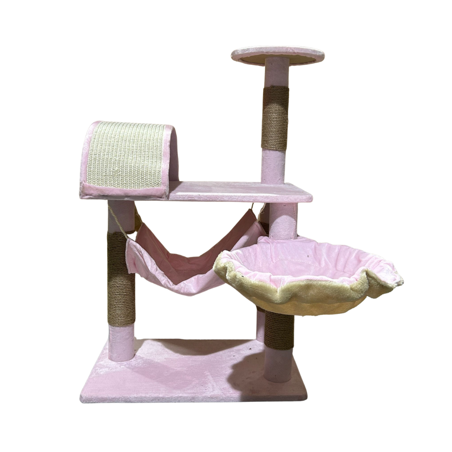 Ps Multi-level cat Scratching Tower With Hammock (Light Pink)