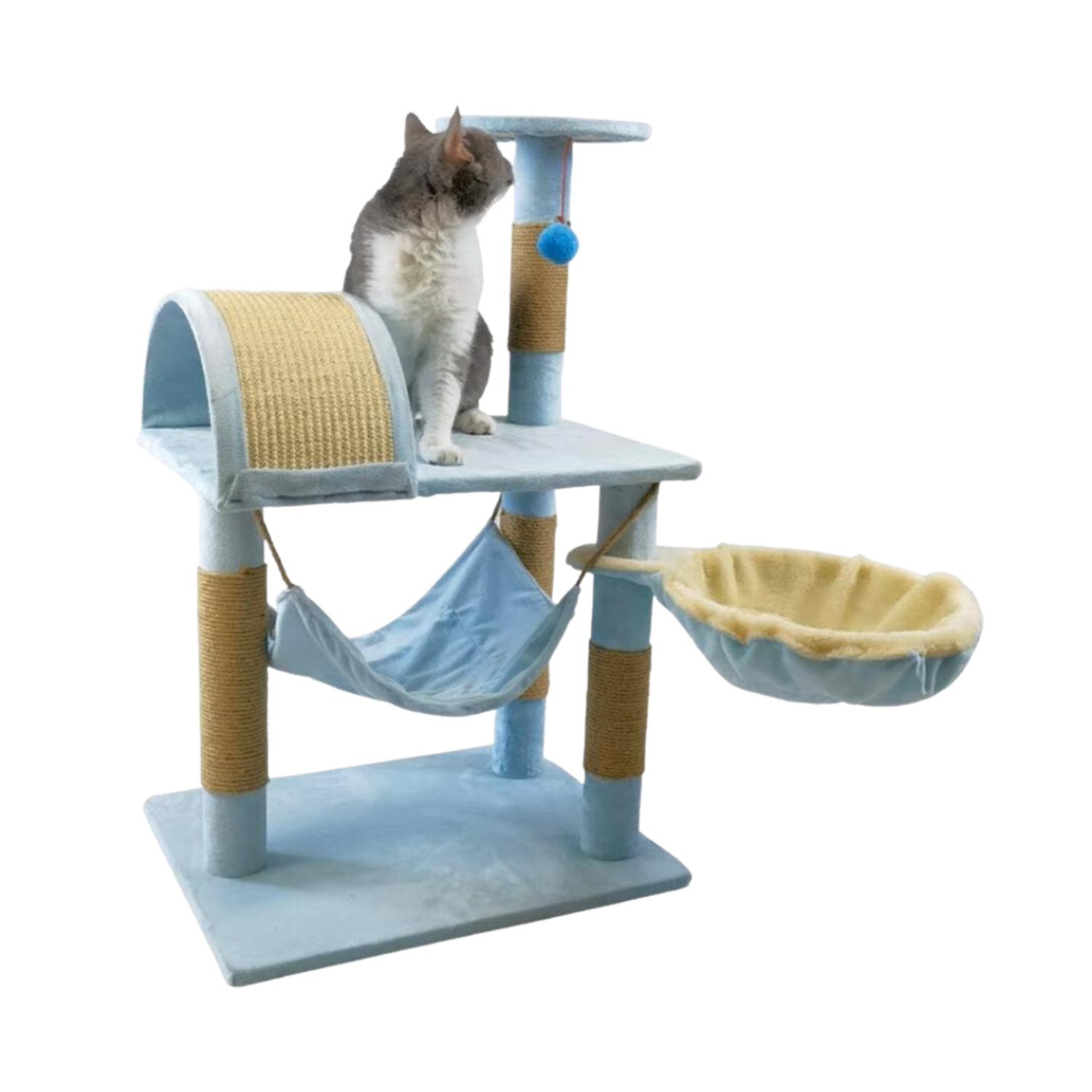 Ps Multi-level cat Scratching Tower With Hammock (Light Blue)