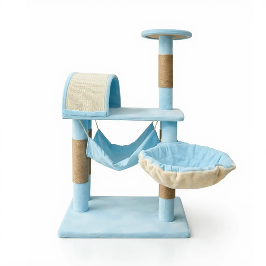 Ps Multi-level cat Scratching Tower With Hammock (Light Blue)