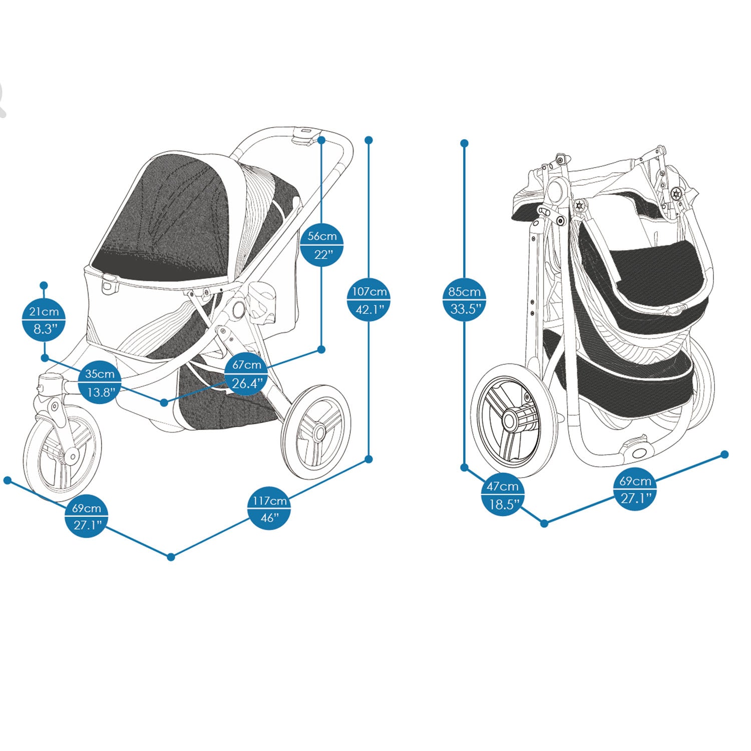 Ibiyaya The Beast Jogging Stroller (Jet Black)