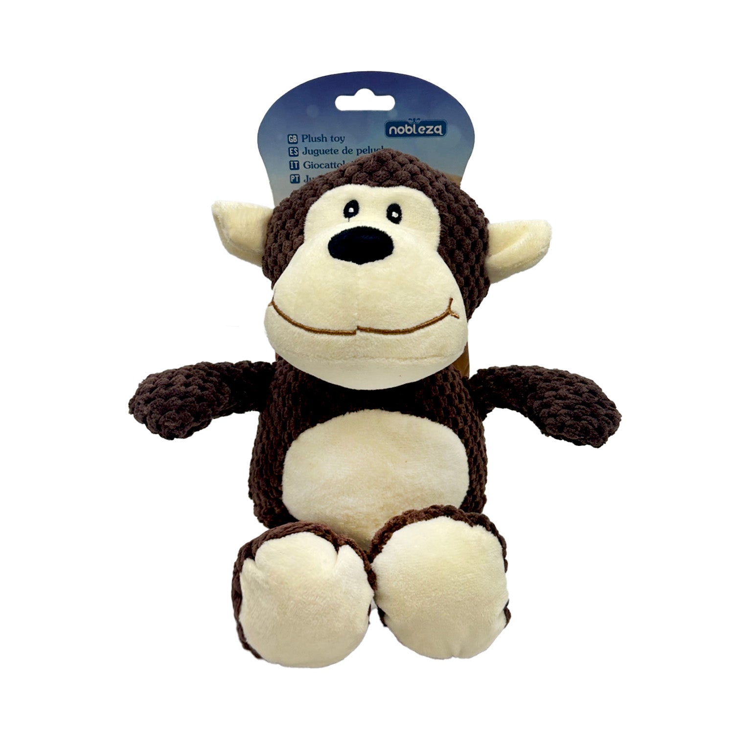 Plush monkey toy on a white background