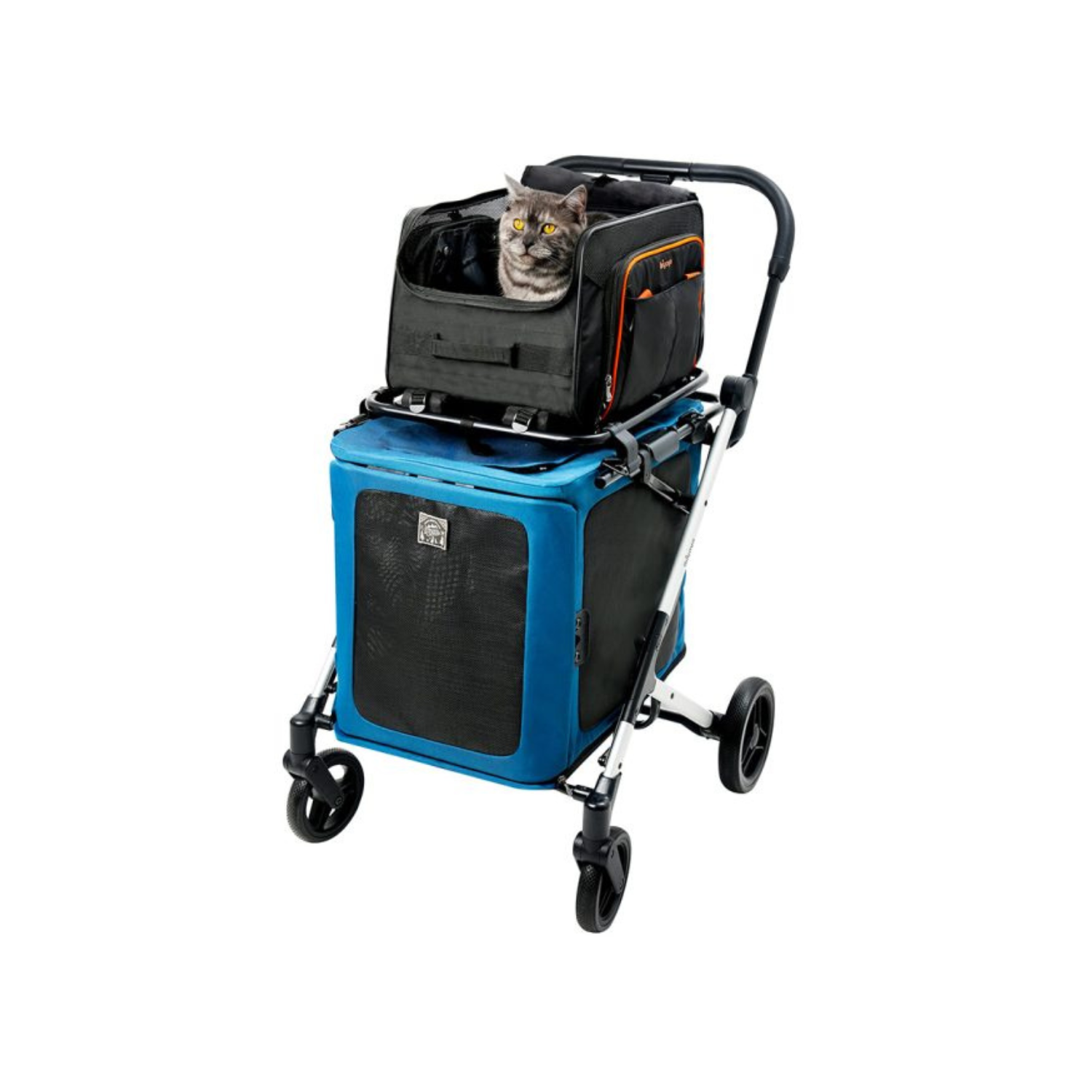 Ibiyaya BigBuddy Stroller & Crate Combo 2-in-1 Collapsible Pet Wagon-Kennel Blue