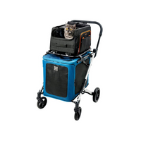 Ibiyaya BigBuddy Stroller & Crate Combo 2-in-1 Collapsible Pet Wagon-Kennel Blue