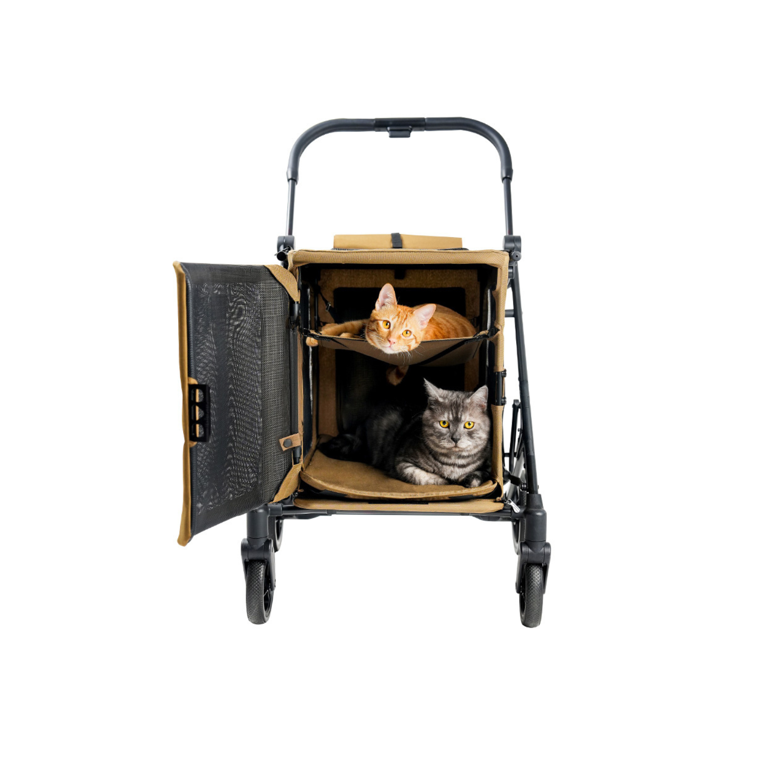 Ibiyaya BigBuddy Stroller & Crate Combo 2-in-1 Collapsible Pet Wagon-Kennel Brown