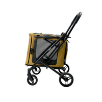 Ibiyaya BigBuddy Stroller & Crate Combo 2-in-1 Collapsible Pet Wagon-Kennel Brown