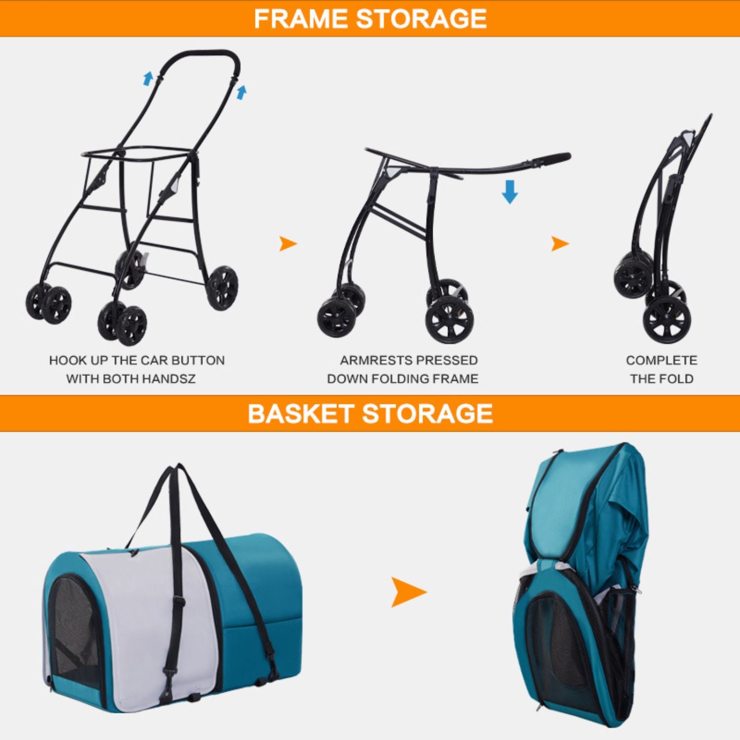 Hapair Luxury Oxford DB Carriers Pet Stroller