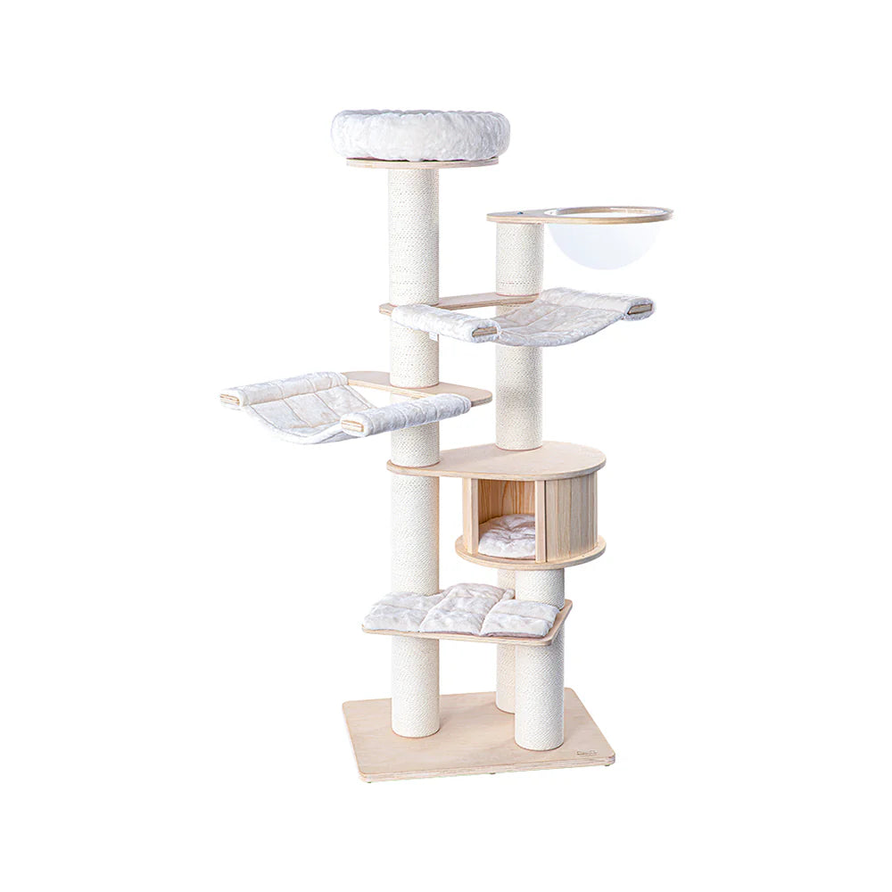 HoneyPotCat Classic Solid Wood Cat Tree Tower With Capsule