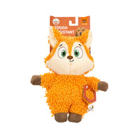 Plush fox toy with packaging on a white background