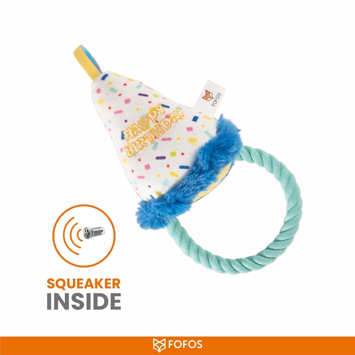 Ps Fofos Birthday Hat Squeaky Plush Dog Toy