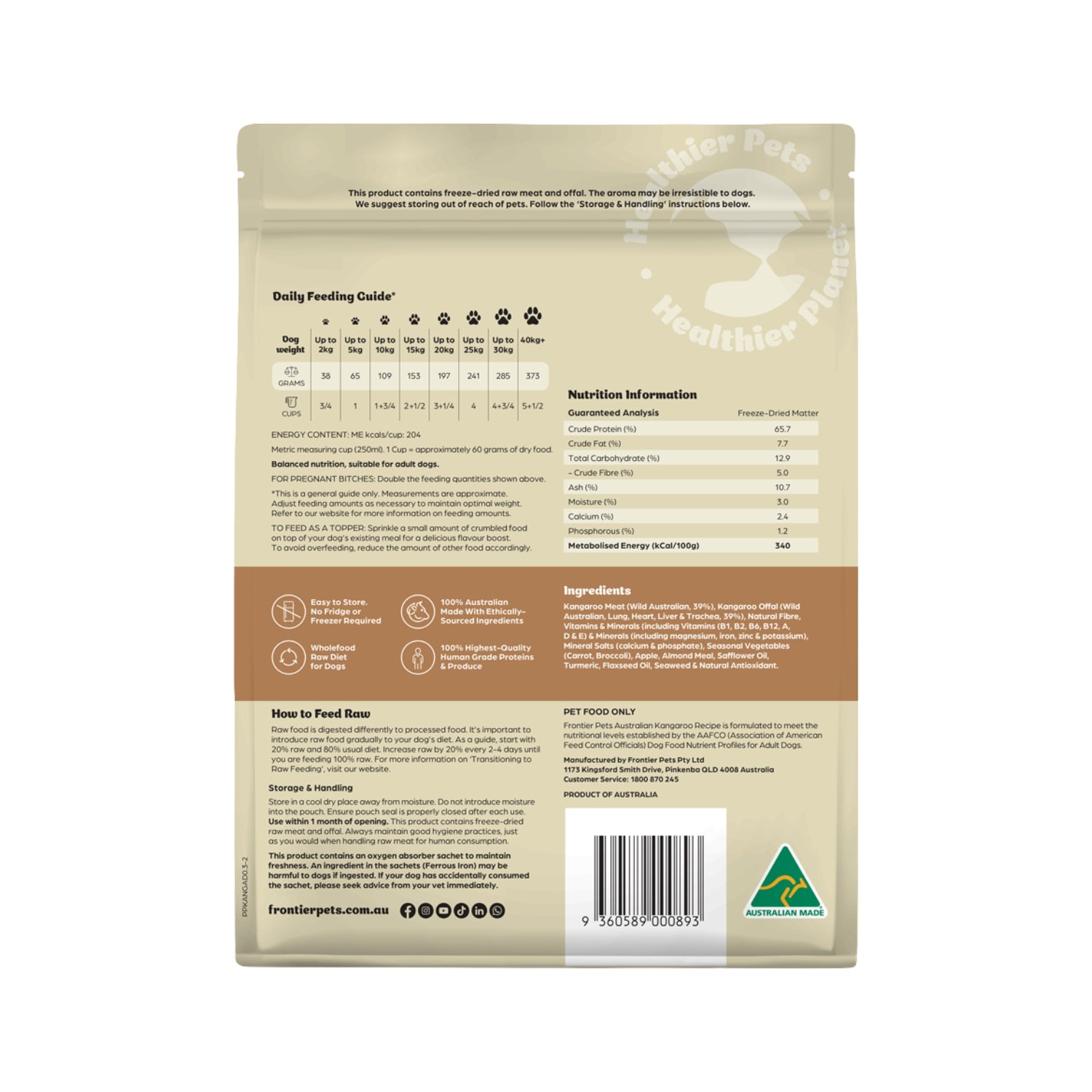 Frontier Freeze-Dried Raw Kangaroo Adult Dog Food