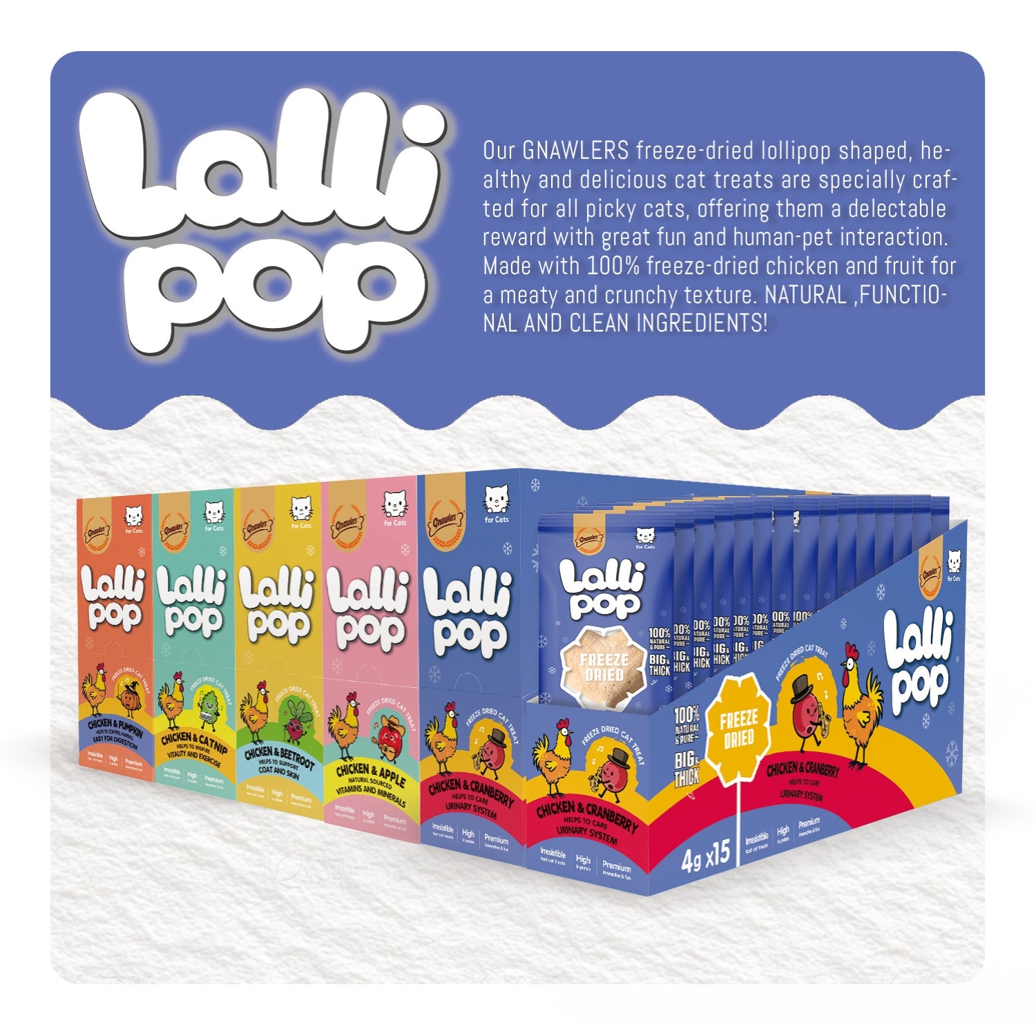 Gnawlers Lallipop Freeze-Dried Chicken & Catnip Cat Treats