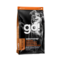 GO! Solutions Sensitivities Limited Ingredient Grain-Free Venison Recipe, crafted with premium venison as the single animal protein source to support dogs with food sensitivities or unique dietary needs