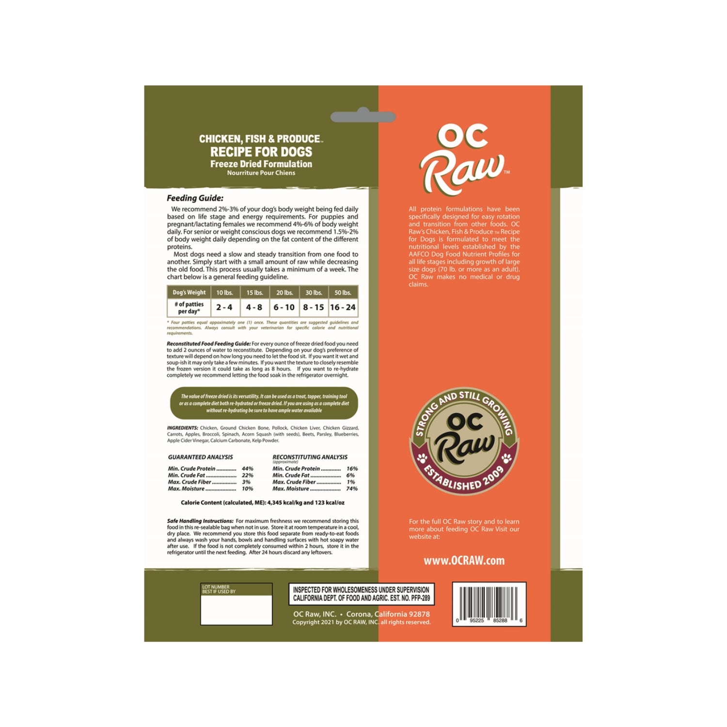 OC Raw Chicken, Fish & Produce Sliders Freeze-Dried Raw Dog Food