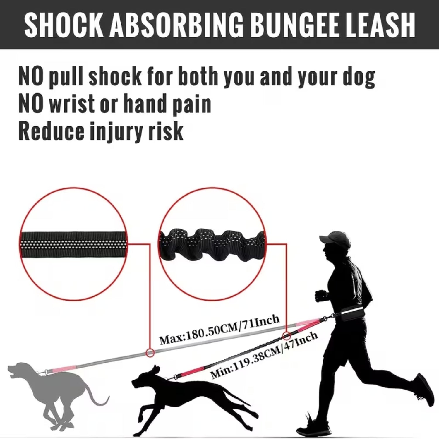 Ps Durable Hands-Free Bungee Leash