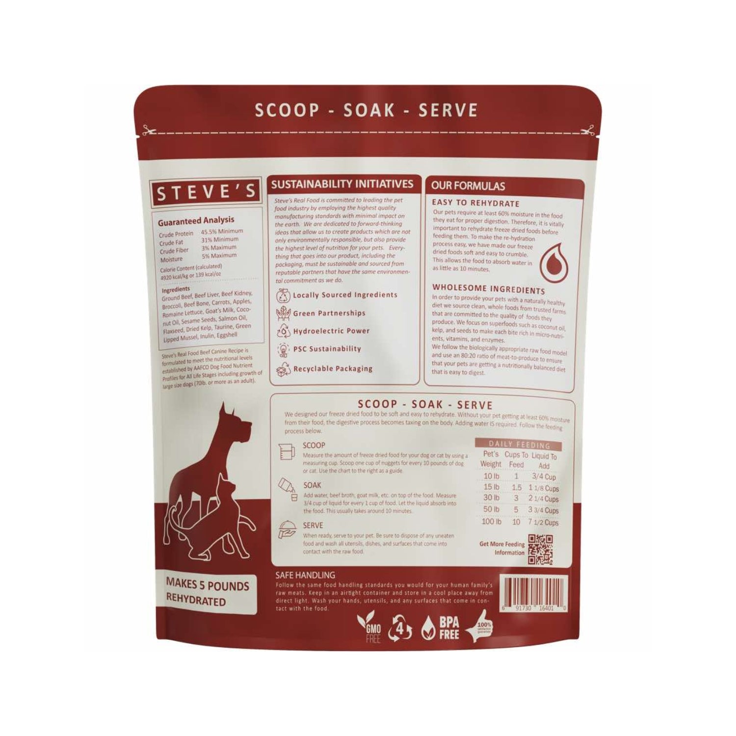 Steve's Real Food Beef Freeze-Dried Raw Food For Cats & Dogs