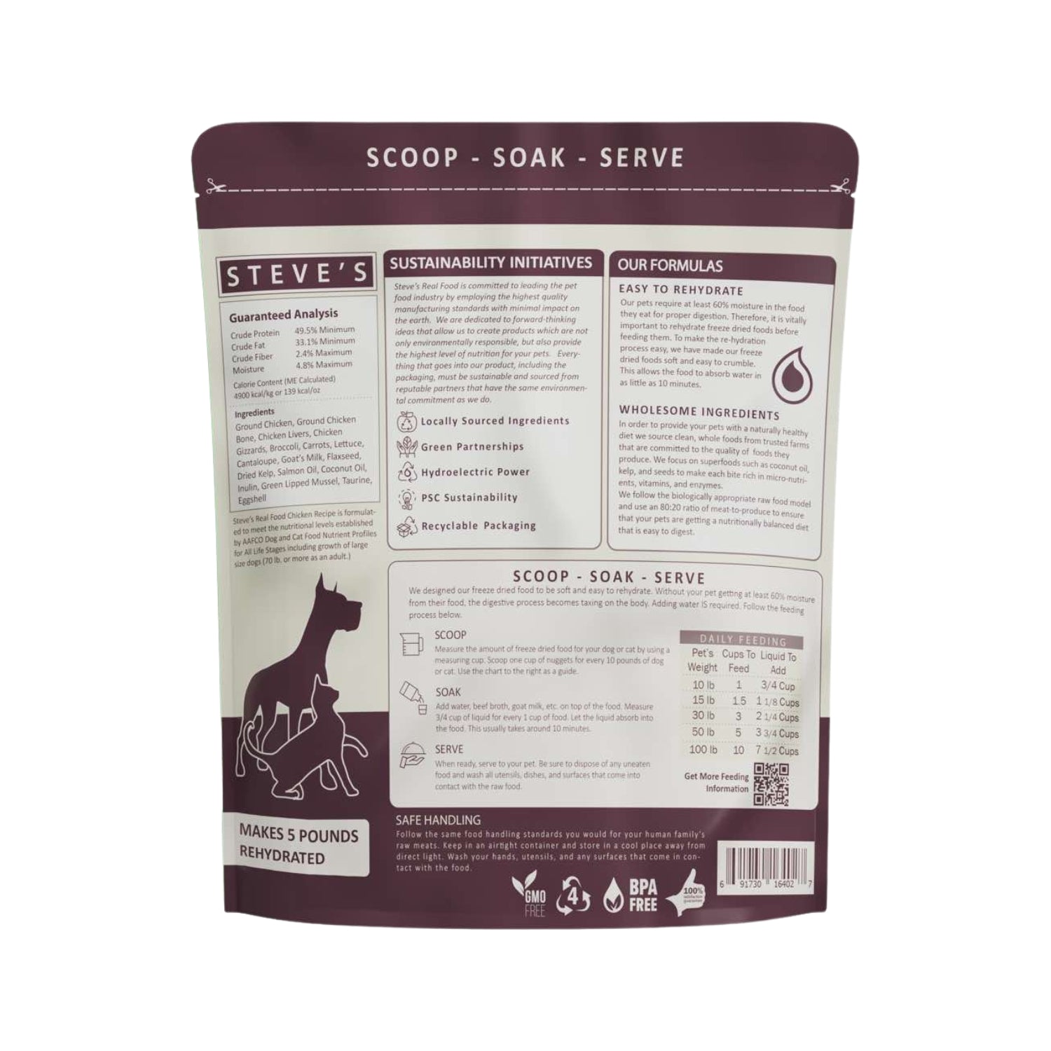 Steve's Real Food Chicken Freeze-Dried Raw Food For Cats & Dogs