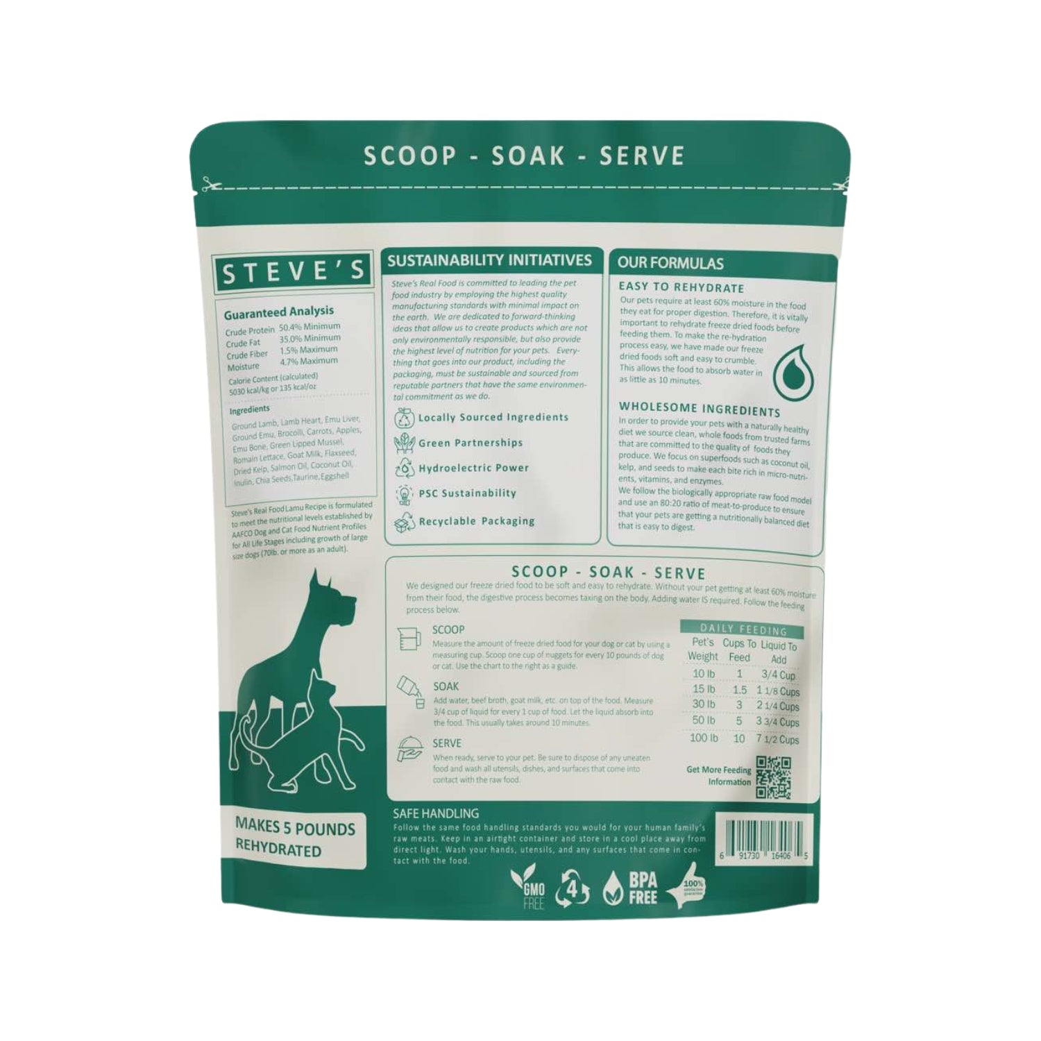 Steve's Real Food Lamu Freeze-Dried Raw Food For Cats & Dogs