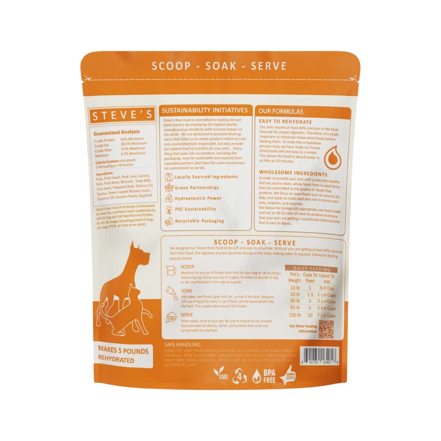 Steve's Real Food Pork Freeze-Dried Raw Food For Cats & Dogs
