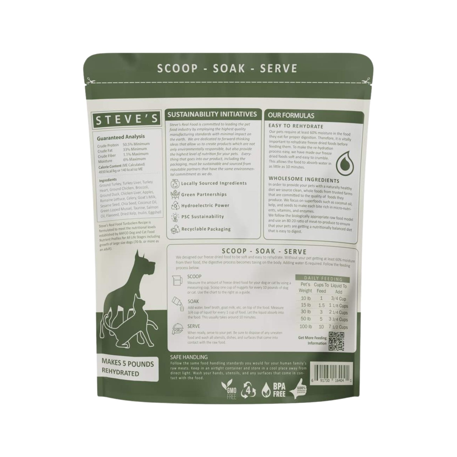 Steve's Real Food Turducken Freeze-Dried Raw Food For Cats & Dogs