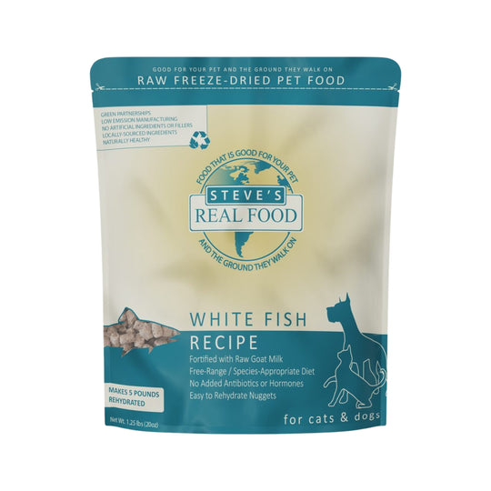 Steve's Real Food White Fish Freeze-Dried Raw Food For Cats & Dogs