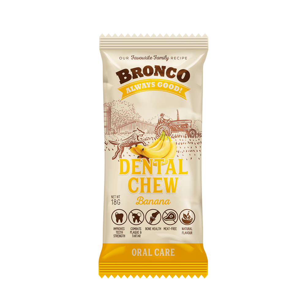 Curated visual reference: Gallery Detail: Bronco Banana Dental Chew Dog Treat