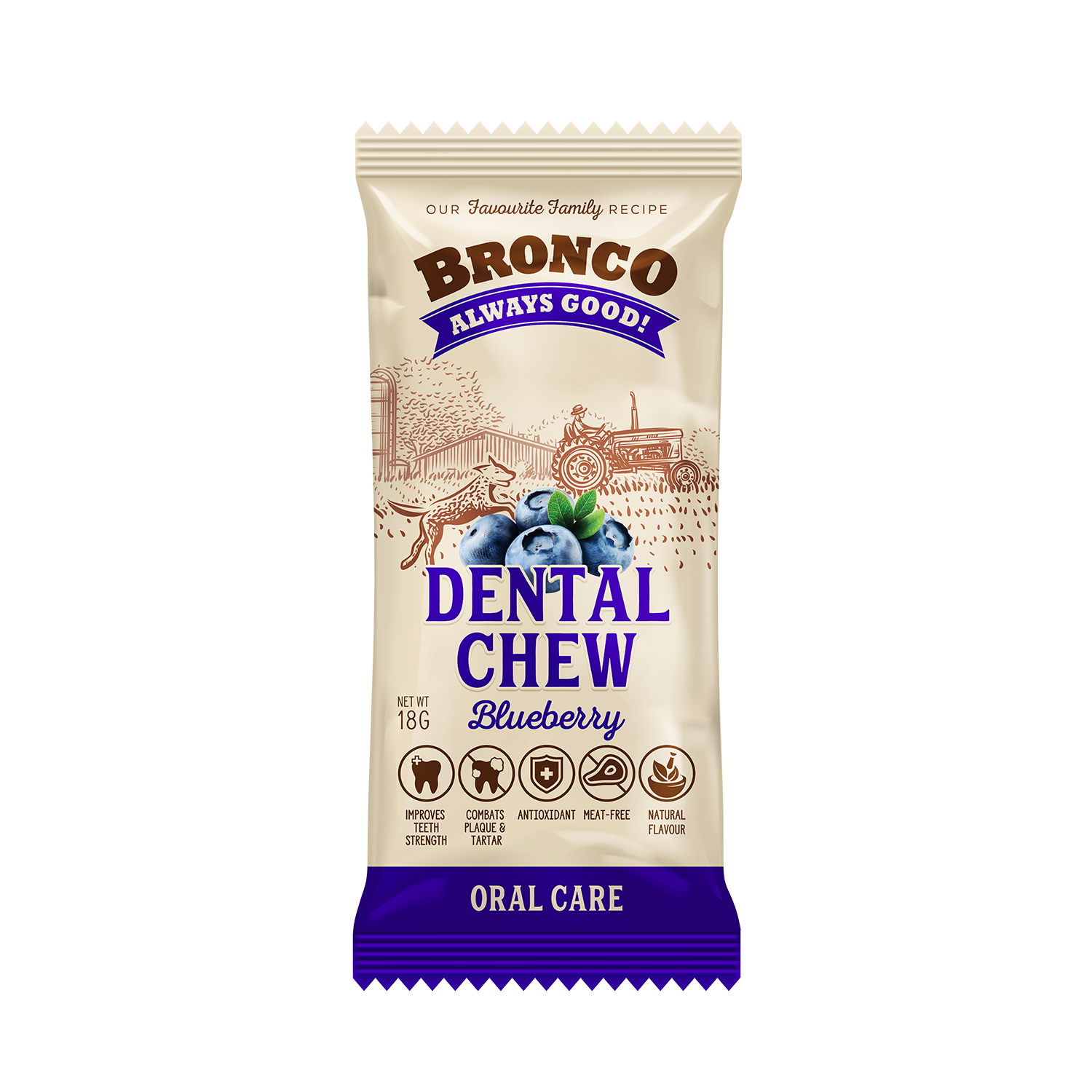 Bronco Blueberry Dental Chew Dog Treat