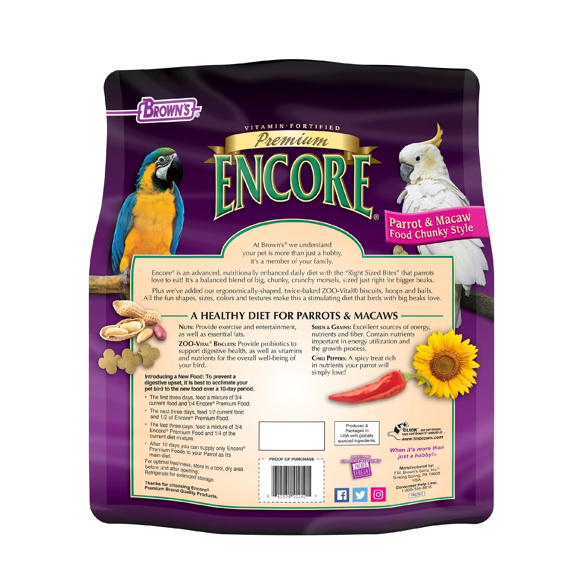 Encore® Premium Big Bites! Chunky Style Parrot & Macaw Food