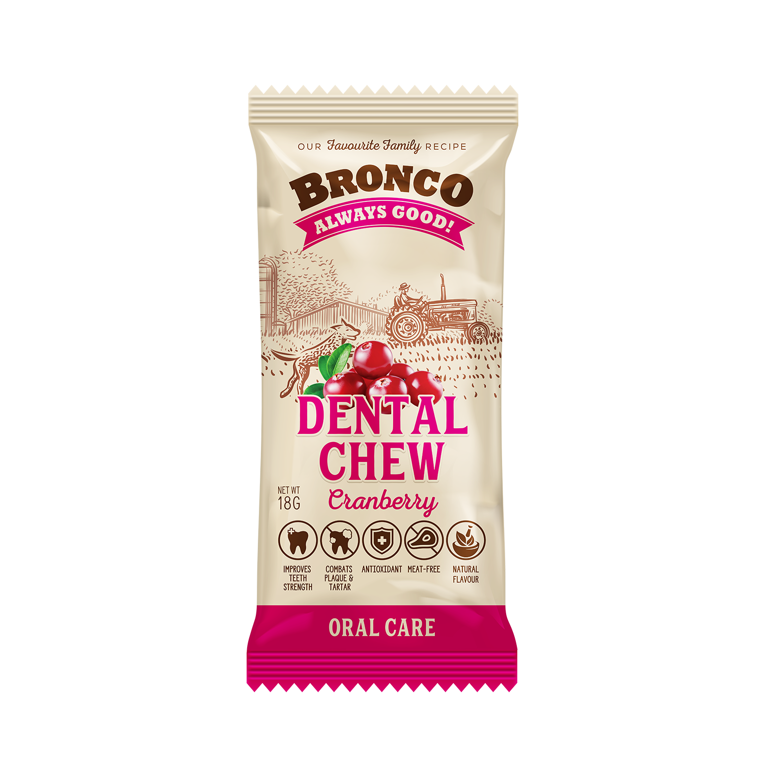Bronco Cranberry Dental Chew Dog Treat