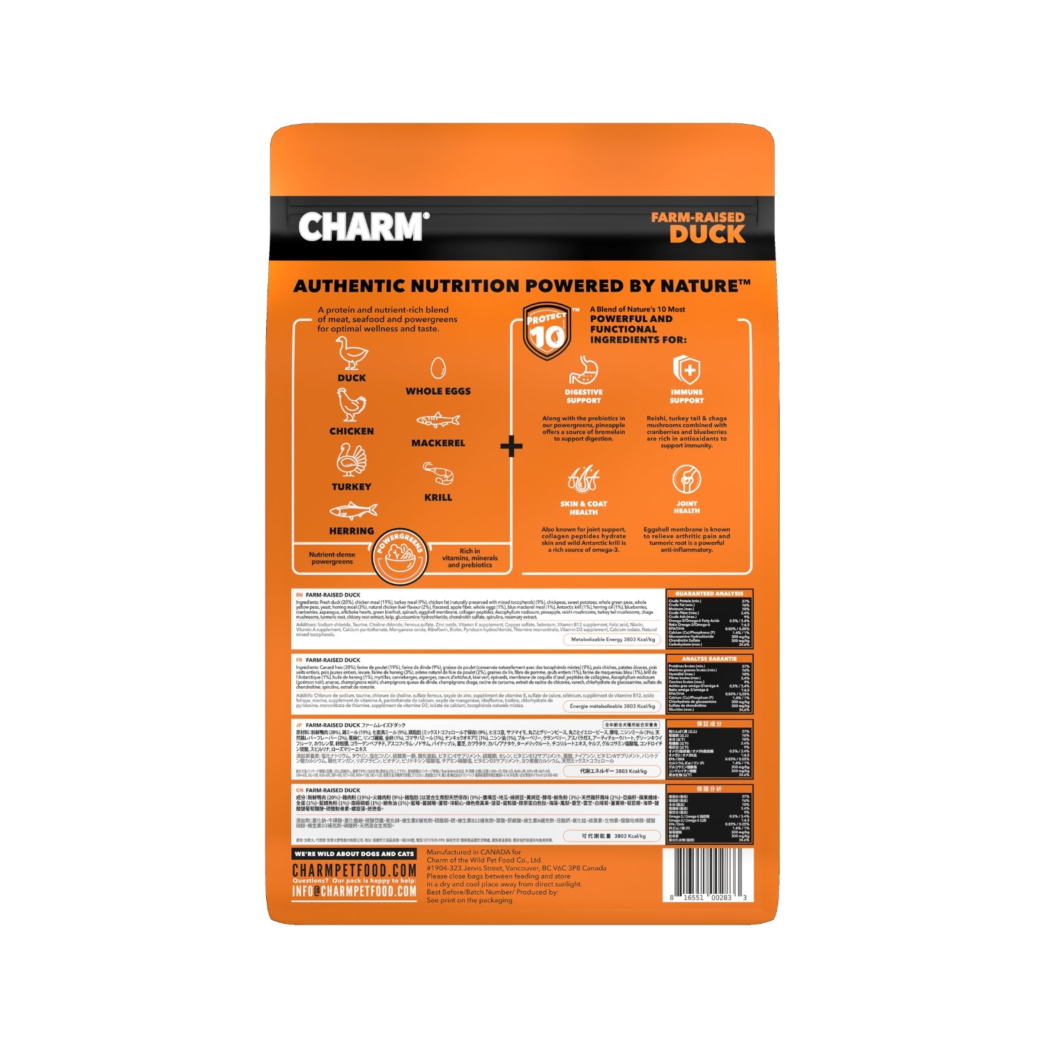 Charm Farm-Raised Duck Dry Dog Food