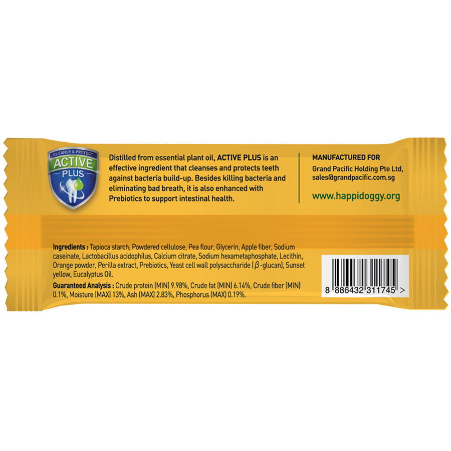 Happi Skippi Dental Chew Zest Orange Dog Treat (4 inch)