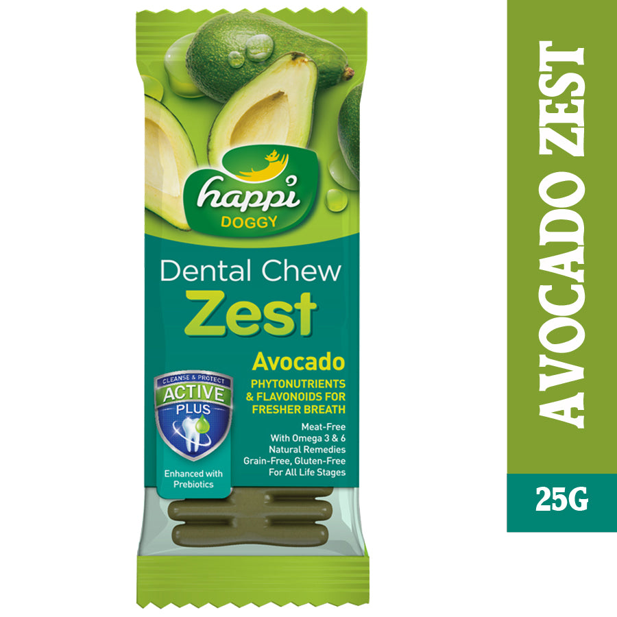 Happi Skippi Dental Chew Zest Avocado Dog Treat (4 inch)