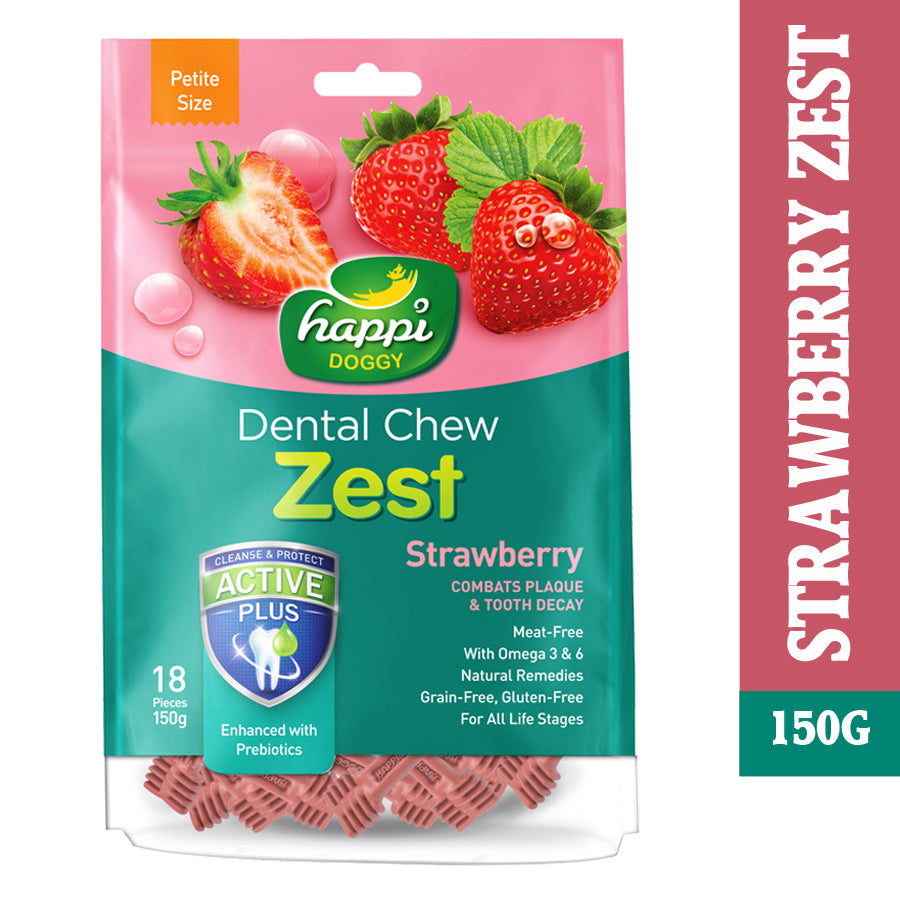 Happi Skippi Dental Chew Zest Petite Strawberry Dog Treat (2.5 inch)