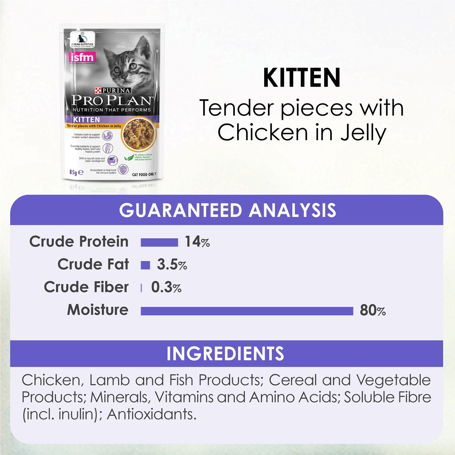 Pro Plan Kitten Tender Pieces With Chicken In Jelly Pouch Cat Food