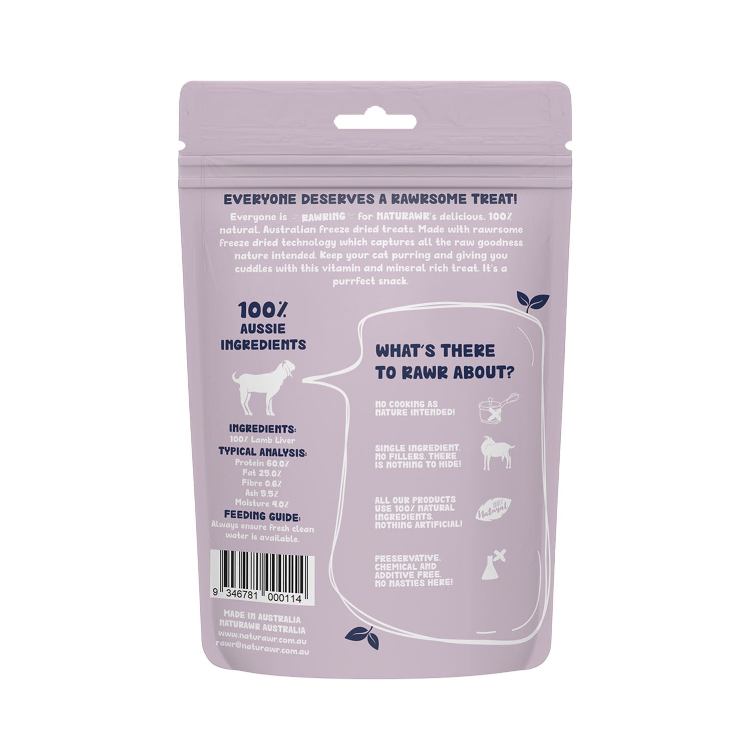 Naturawr Chunky Lamb Freeze Dried Cat Treat