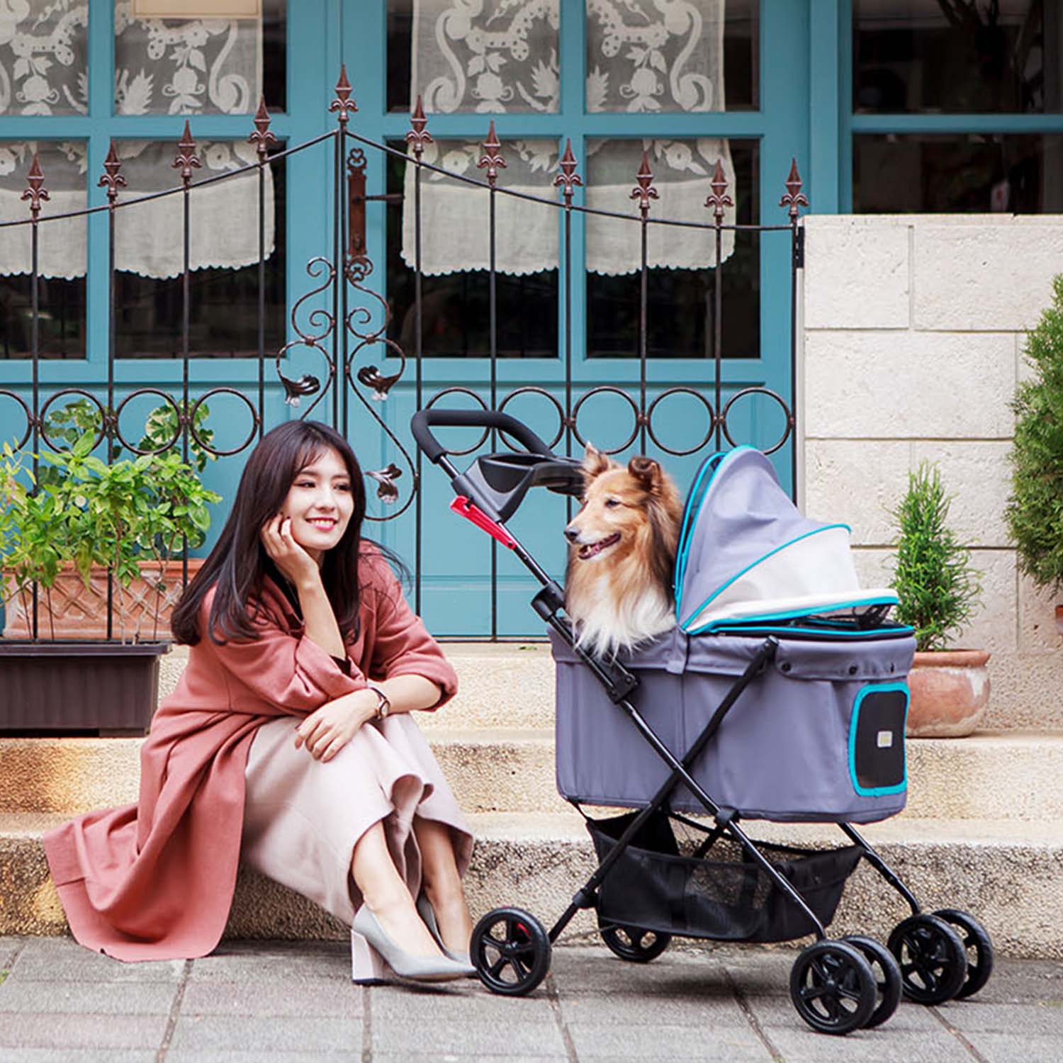 Ibiyaya Easy Strolling Pet Buggy (Grey)
